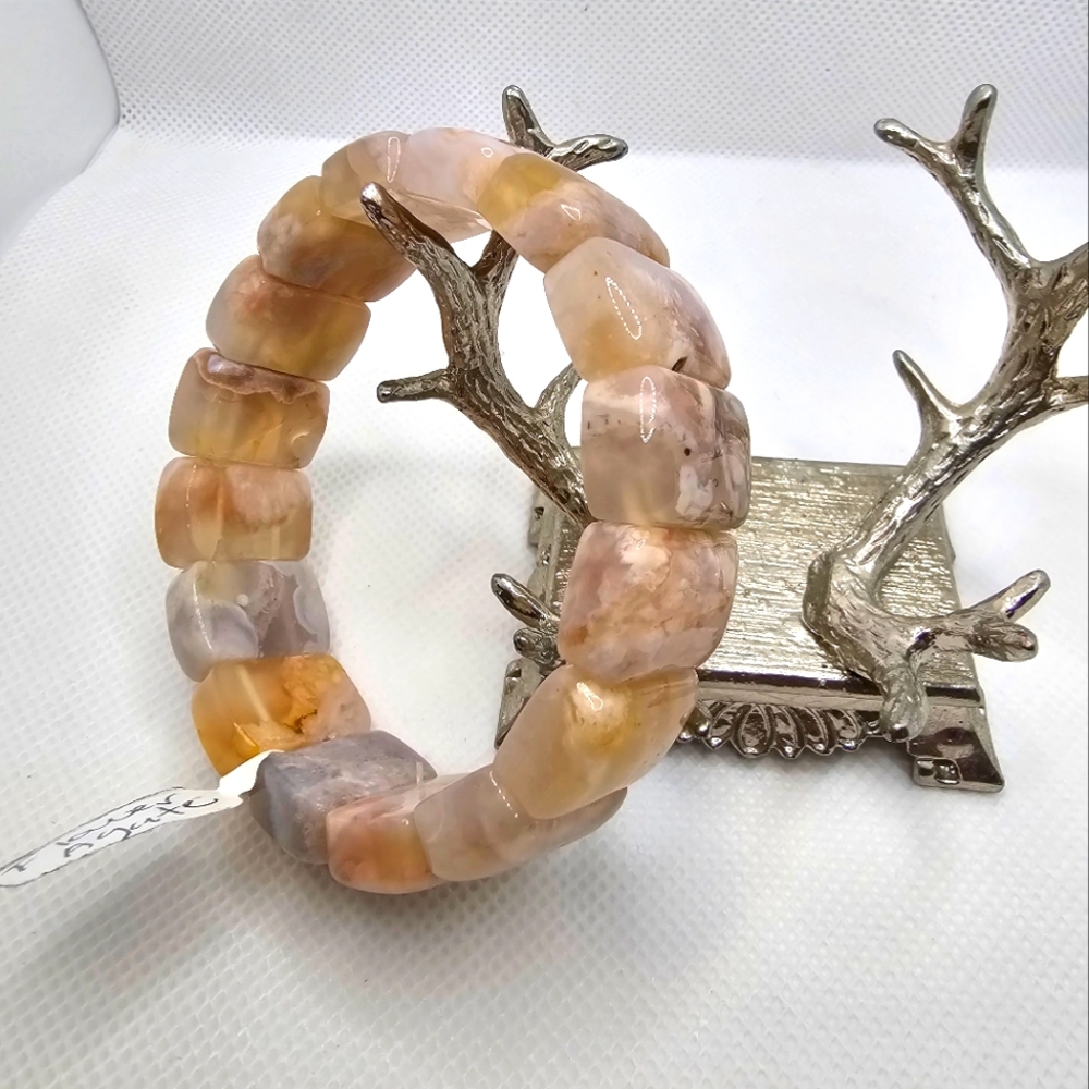 Flower Agate Bangle Natural Stone